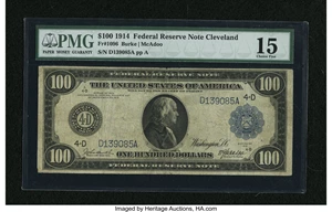 image for: Fr. 1096 $100 1914 Federal Reserve Note PMG Choice Fine 15....
