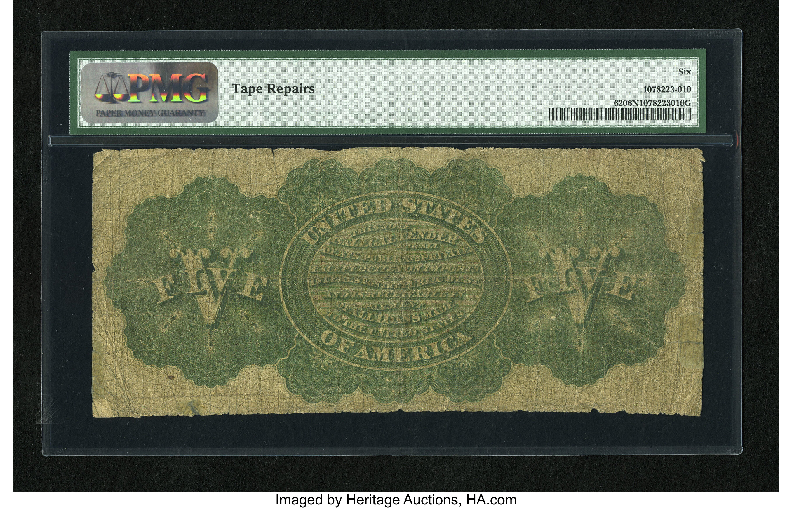 image for: Fr. 62 $5 1862 Legal Tender PMG Good 6 Net....