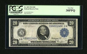 image for: Fr. 969 $20 1914 Federal Reserve Note PCGS Very Fine 30PPQ....
