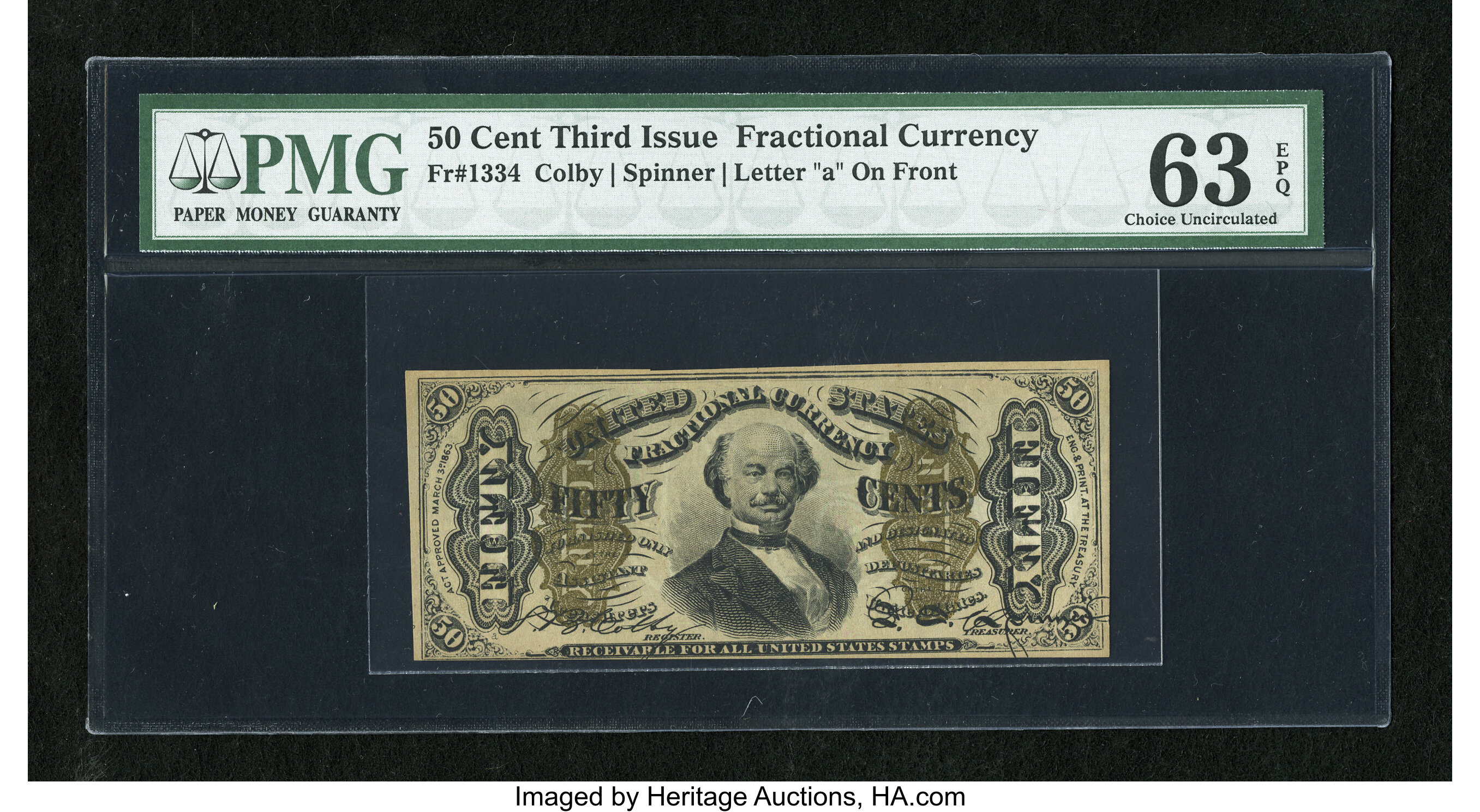 image for: Fr. 1334 50c Third Issue Spinner PMG Choice Uncirculated 63 EPQ....