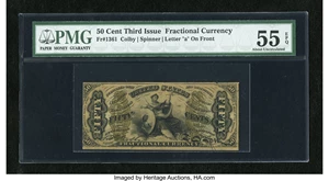 image for: Fr. 1361 50c Third Issue Justice PMG About Uncirculated 55 EPQ....