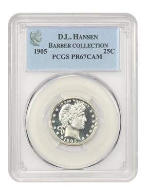 image for: 1905 25c PCGS Proof 67 CAM ex: D.L. Hansen