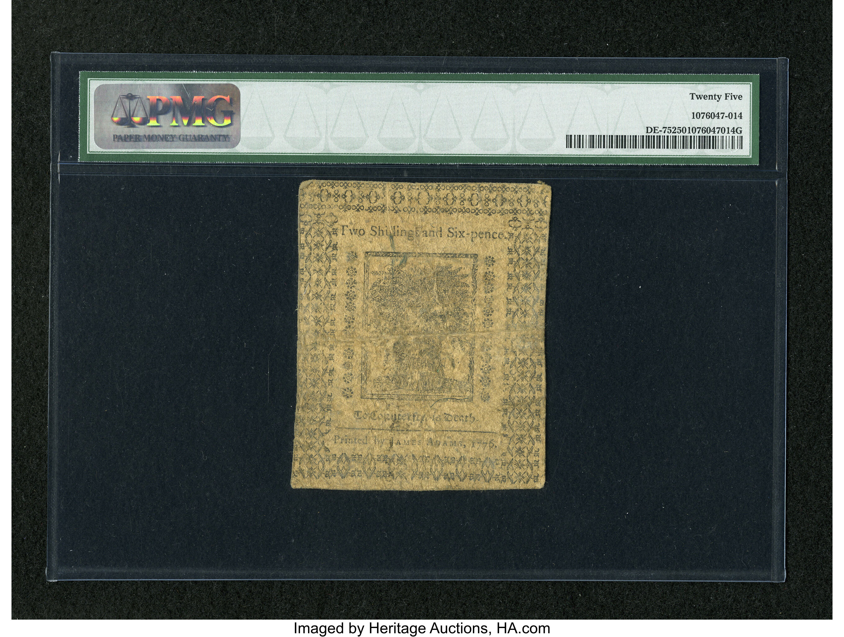 image for: Delaware January 1, 1776 2s/6d PMG Very Fine 25....