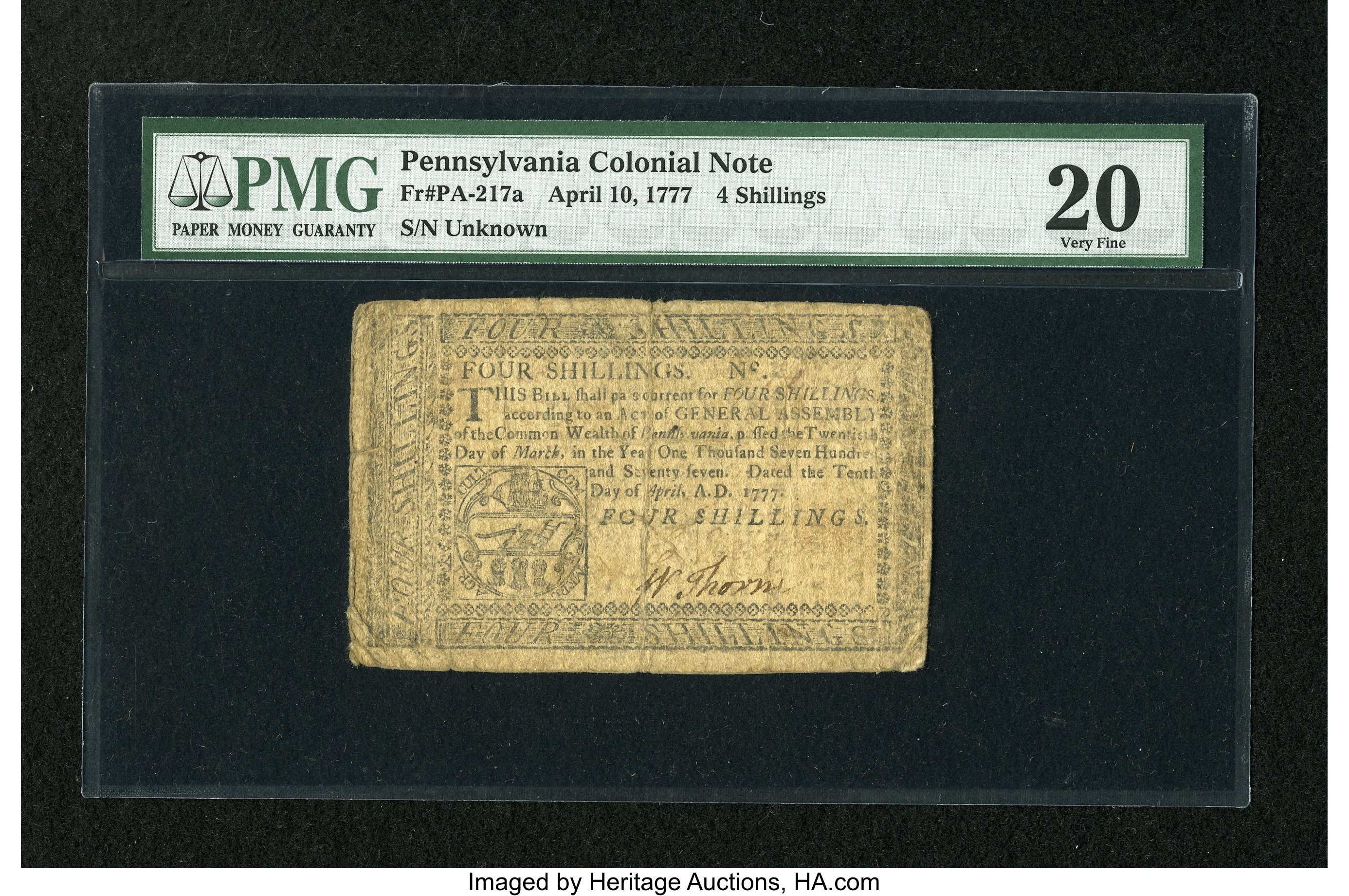 image for: Pennsylvania April 10, 1777 4s PMG Very Fine 20....