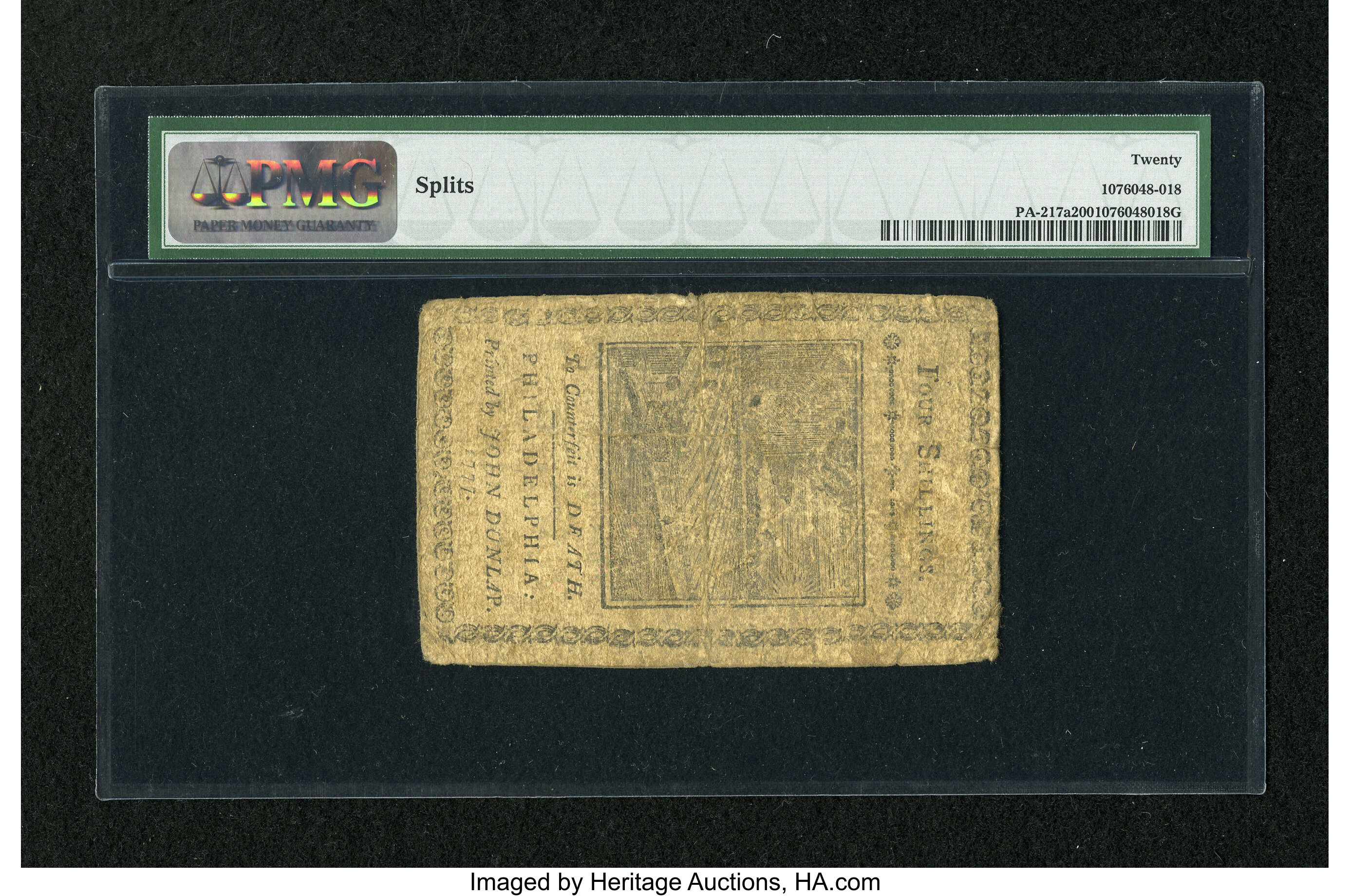image for: Pennsylvania April 10, 1777 4s PMG Very Fine 20....