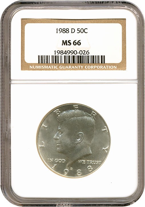 image for: 1988-D 50c  NGC MS66 