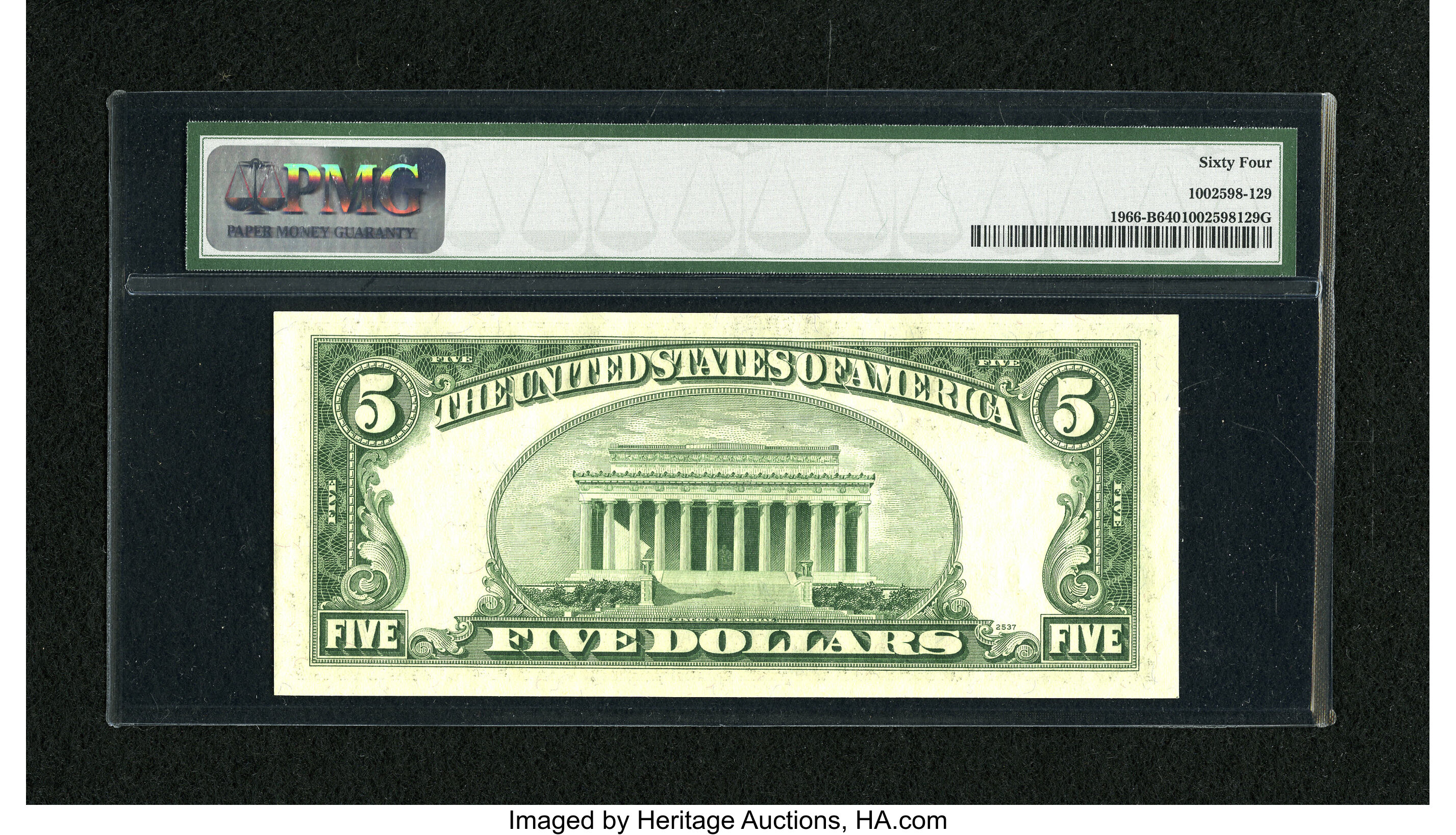 image for: Fr. 1966-B $5 1950E Federal Reserve Note. PMG Choice Uncirculated 64....