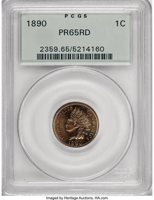 image for: 1890 1C PR65 Red PCGS....