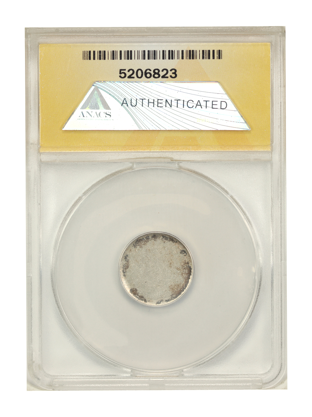 image for: No Date Silver 10c Planchet ANACS MS60 (Type 2 Blank  2.52 Grams)