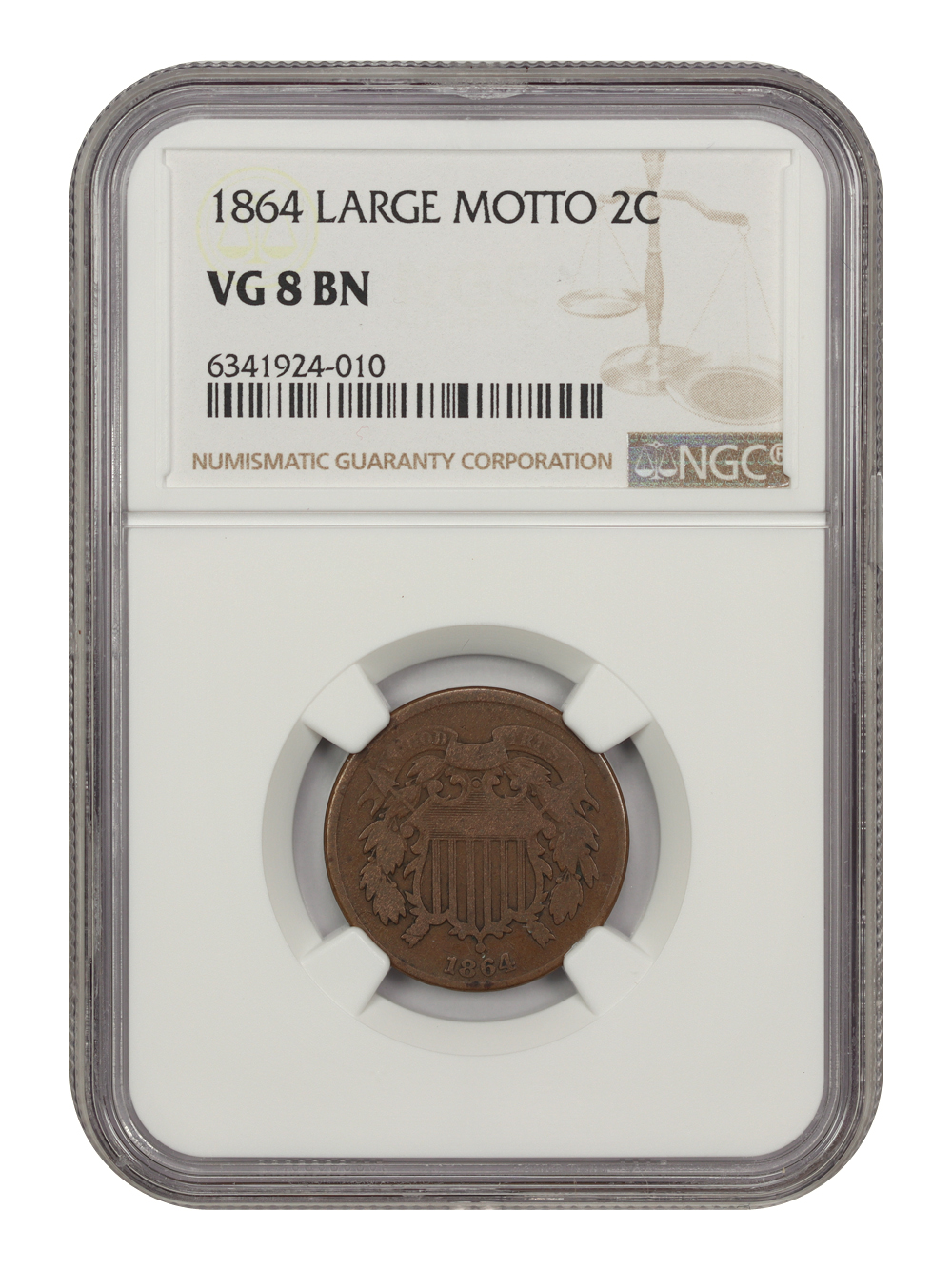 1864 2c Large Motto MS BN VF30 BN CAC thumbnail 21
