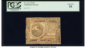 image for: Continental Currency November 29, 1775 $6 PCGS About New 53....