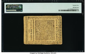 image for: Continental Currency February 26, 1777 $4 PMG Very Fine 25....