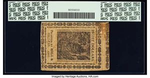 image for: Continental Currency February 26, 1777 $8 PCGS Apparent Extremely Fine 45....