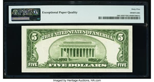 image for: Fr. 1961-B* $5 1950 Wide I Federal Reserve Star Note. PMG Gem Uncirculated 65 EPQ....