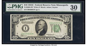 image for: Fr. 2008-I* $10 1934C Federal Reserve Note. PMG Very Fine 30....