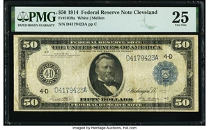 image for: Fr. 1039a $50 1914 Federal Reserve Note PMG Very Fine 25....