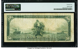 image for: Fr. 1039a $50 1914 Federal Reserve Note PMG Very Fine 25....