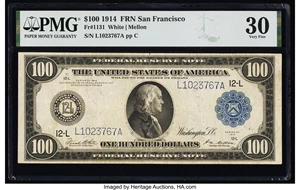 image for: Fr. 1131 $100 1914 Federal Reserve Note PMG Very Fine 30....