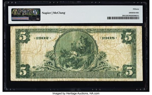 image for: Charleston, SC - $5 1902 Date Back Fr. 594 The Bank of Charleston National Banking Assoc Ch. # (S)2044 PMG Choice Fine 15....