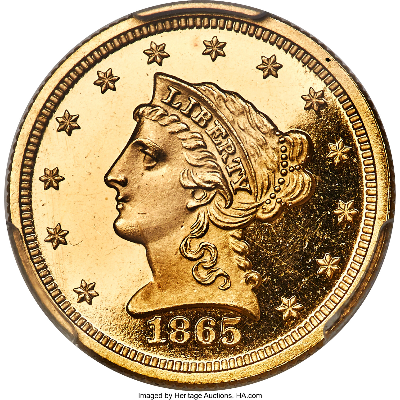 image for: 1865 $2 1/2 PR65 Deep Cameo PCGS. CAC. JD-1, High R.6....