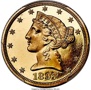 image for: 1897 $5 PR66 Deep Cameo PCGS. JD-1, R.5....