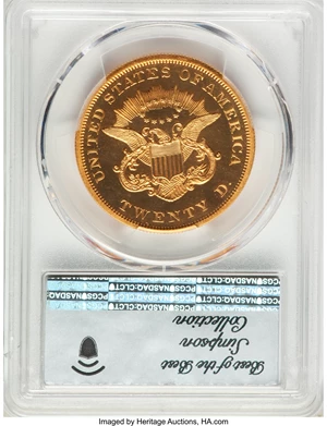 image for: 1863 $20 PR65+ Cameo PCGS. CAC. JD-1, Low R.7....