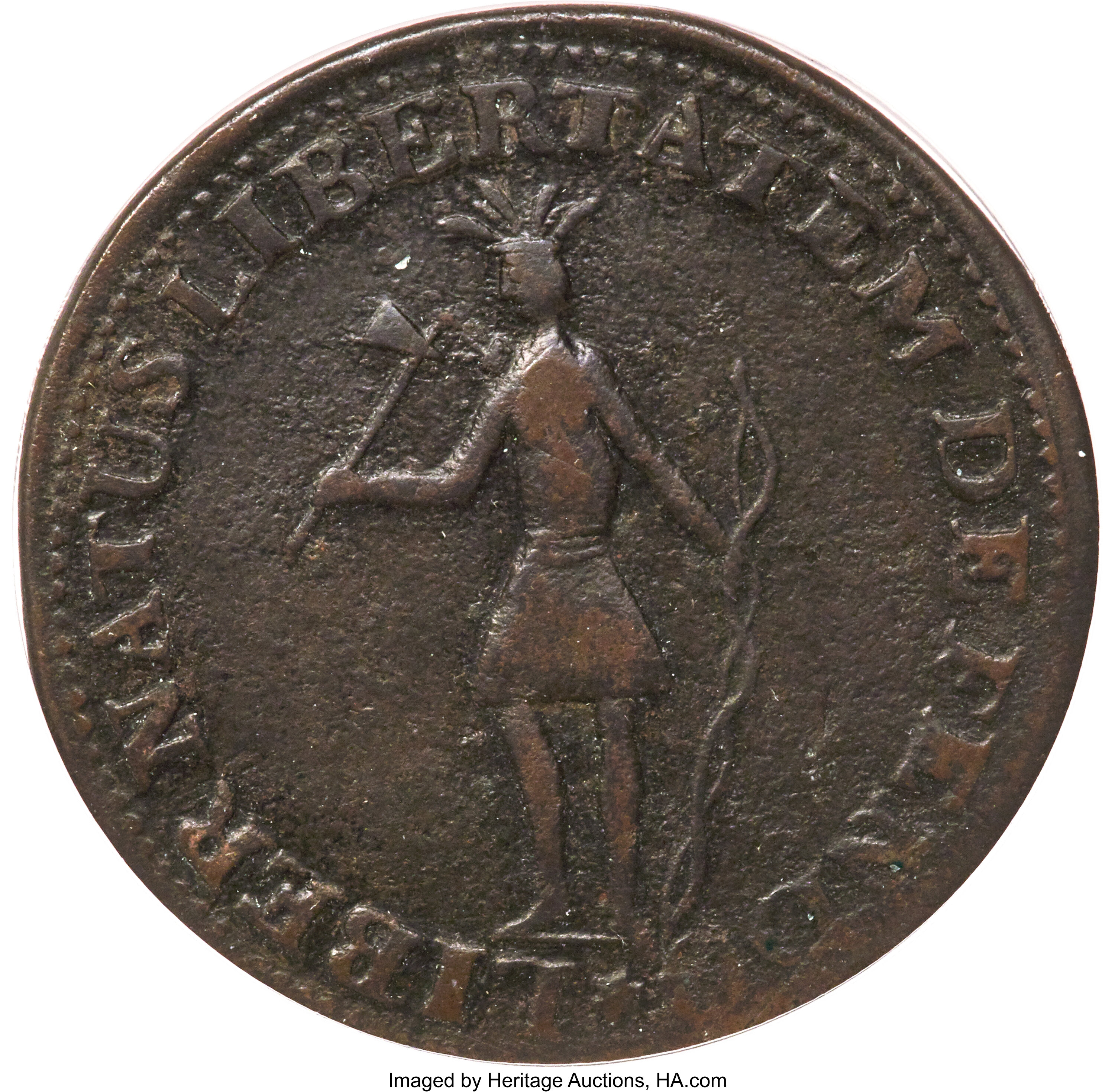 image for: 1787 New York Excelsior Copper, Indian and Eagle on Globe, NCS. VF Details. W-5800, Low R.7....