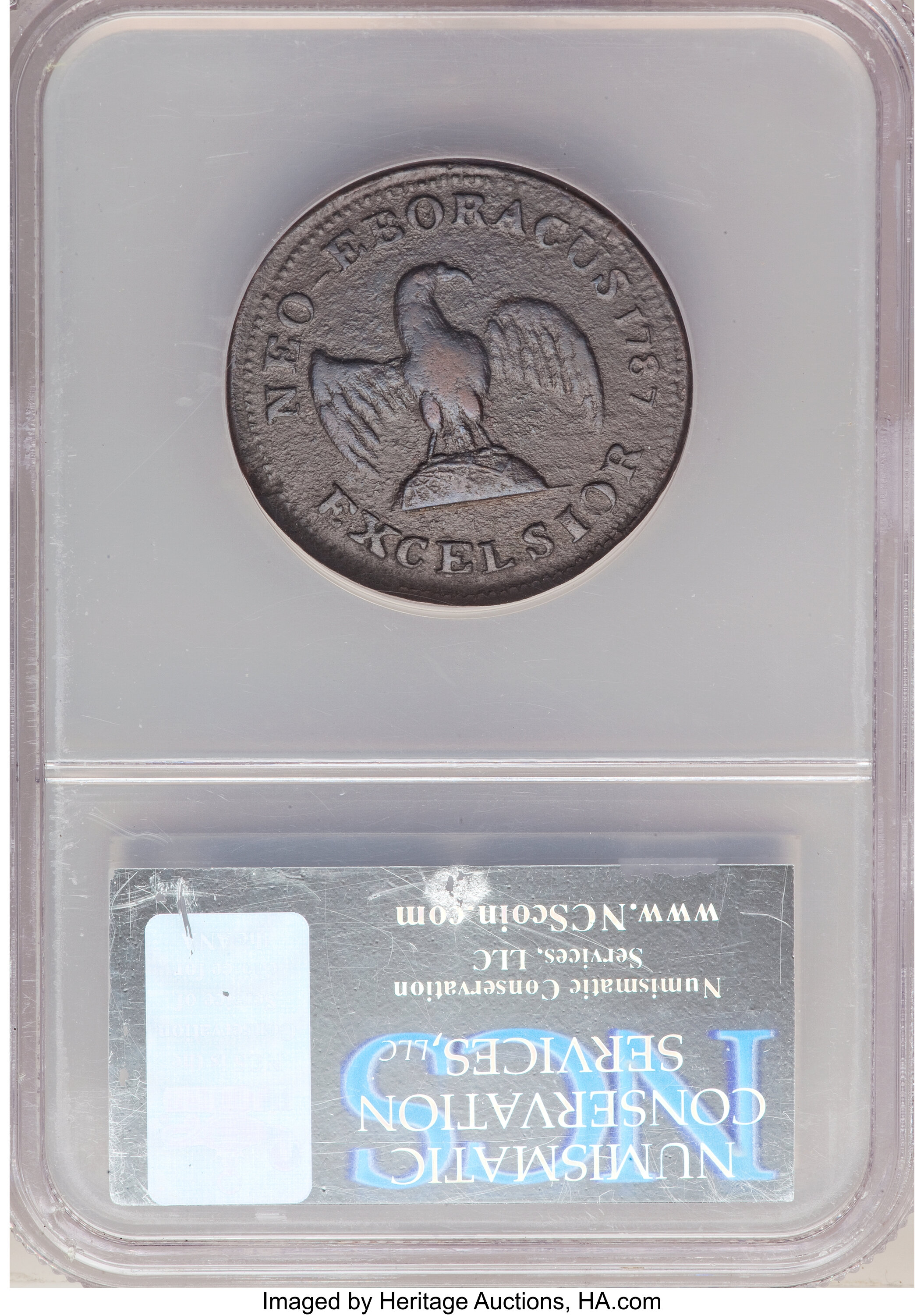 image for: 1787 New York Excelsior Copper, Indian and Eagle on Globe, NCS. VF Details. W-5800, Low R.7....