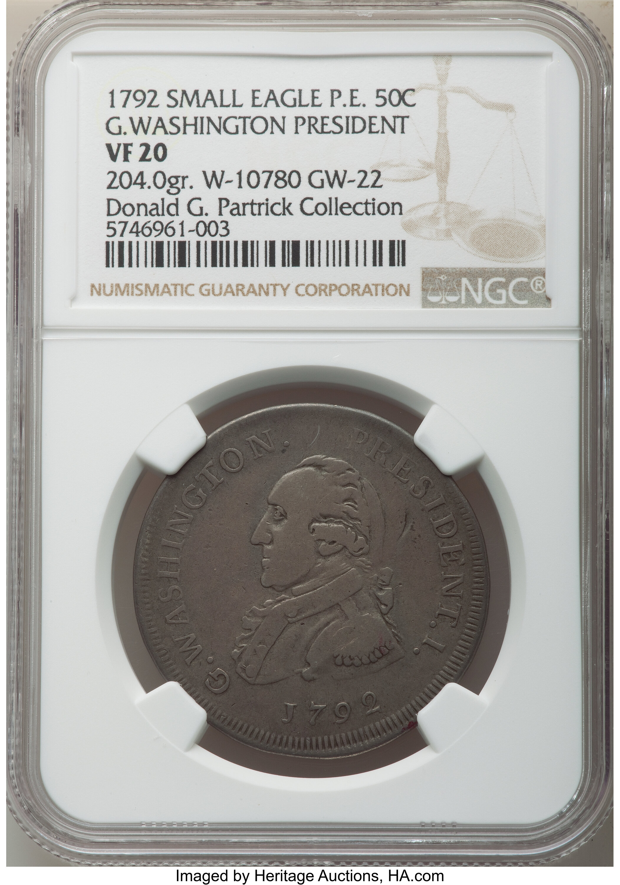 image for: 1792 50C Washington Getz Pattern Half Dollar, Small Eagle, Silver VF20 NGC. Baker-24, Breen-1348, W-10780, Musante GW-22 (B),...