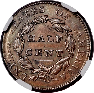 image for: 1811 1/2 C Wide Date, C-1, B-1, Low R.4, MS62 Brown NGC....