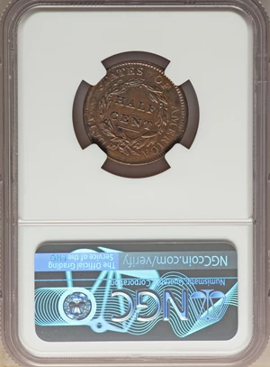 image for: 1811 1/2 C Wide Date, C-1, B-1, Low R.4, MS62 Brown NGC....