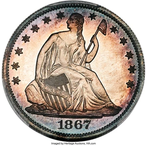 image for: 1867 50C PR67 Cameo PCGS....