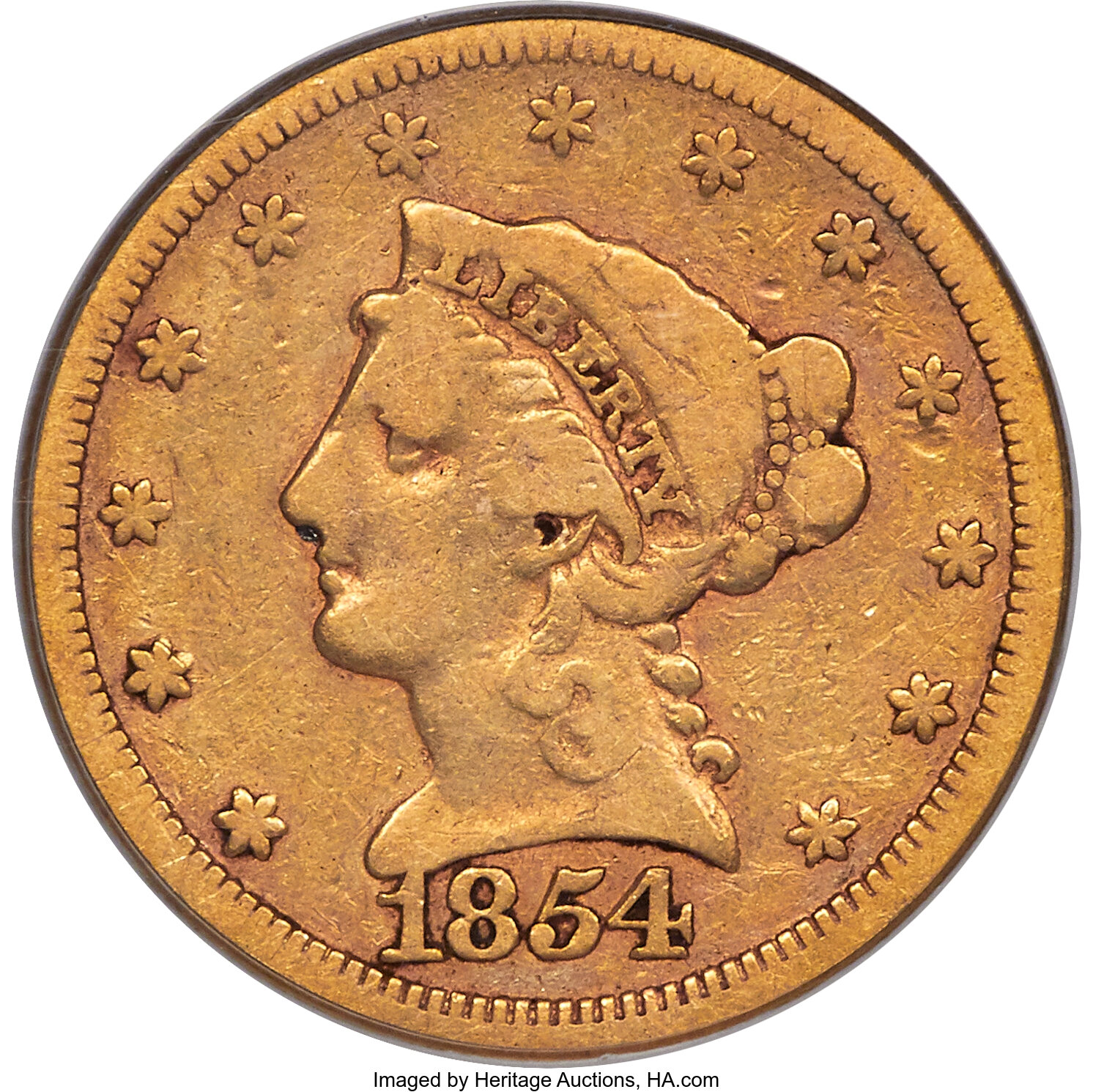 image for: 1854-S $2 1/2 VG10 PCGS....