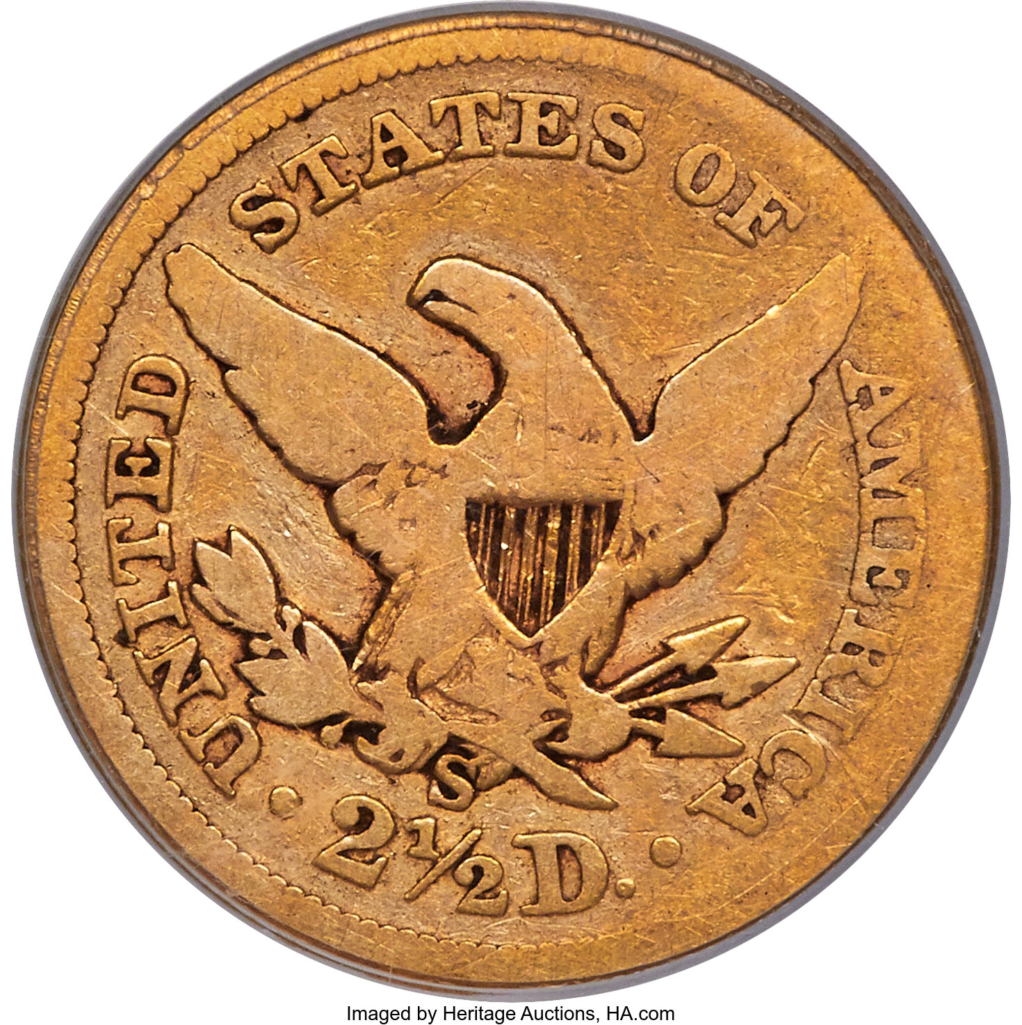 image for: 1854-S $2 1/2 VG10 PCGS....