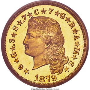 image for: 1879 $4 Flowing Hair, Judd-1635, Pollock-1833, JD-1, R.3, PR64 Deep Cameo PCGS. CAC....