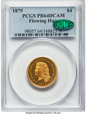 image for: 1879 $4 Flowing Hair, Judd-1635, Pollock-1833, JD-1, R.3, PR64 Deep Cameo PCGS. CAC....