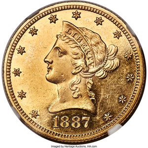 image for: 1887 $10 PR61+ Cameo NGC. CAC. JD-1, R.6....
