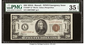 image for: Fr. 2305* $20 1934A Hawaii Federal Reserve Star Note. PMG Choice Very Fine 35 EPQ....