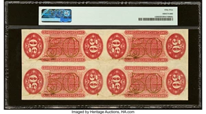 image for: Fr. 1356 50¢ Third Issue Justice Block of Four PMG About Uncirculated 55....