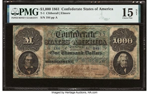 image for: T1 $1,000 1861 PF-1 Cr. 1 PMG Choice Fine 15 Net....