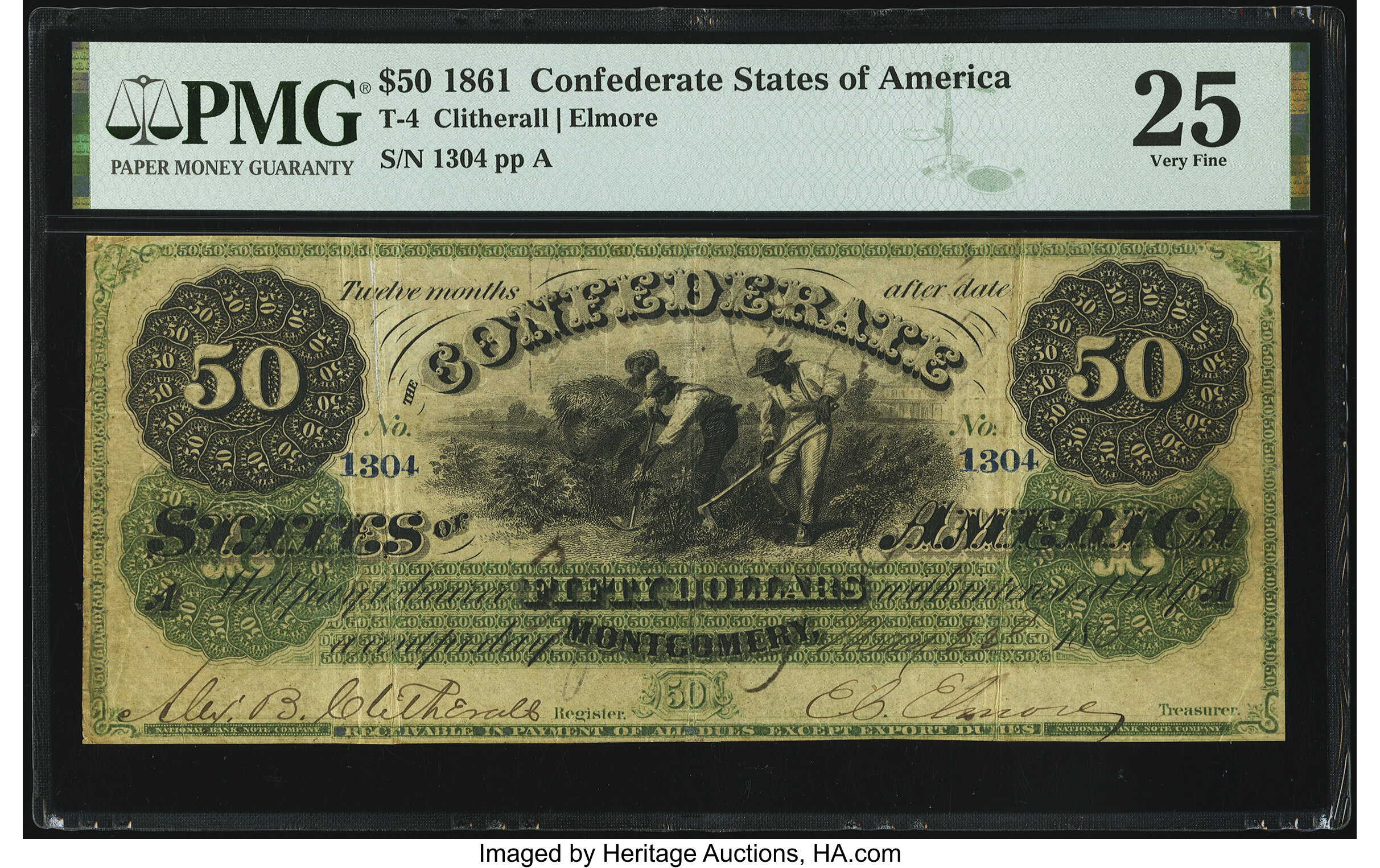image for: T4 $50 1861 PF-2 Cr. 4 PMG Very Fine 25....