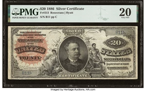 image for: Fr. 313 $20 1886 Silver Certificate PMG Very Fine 20....