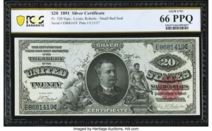 image for: Fr. 320 $20 1891 Silver Certificate PCGS Banknote Gem Unc 66 PPQ....