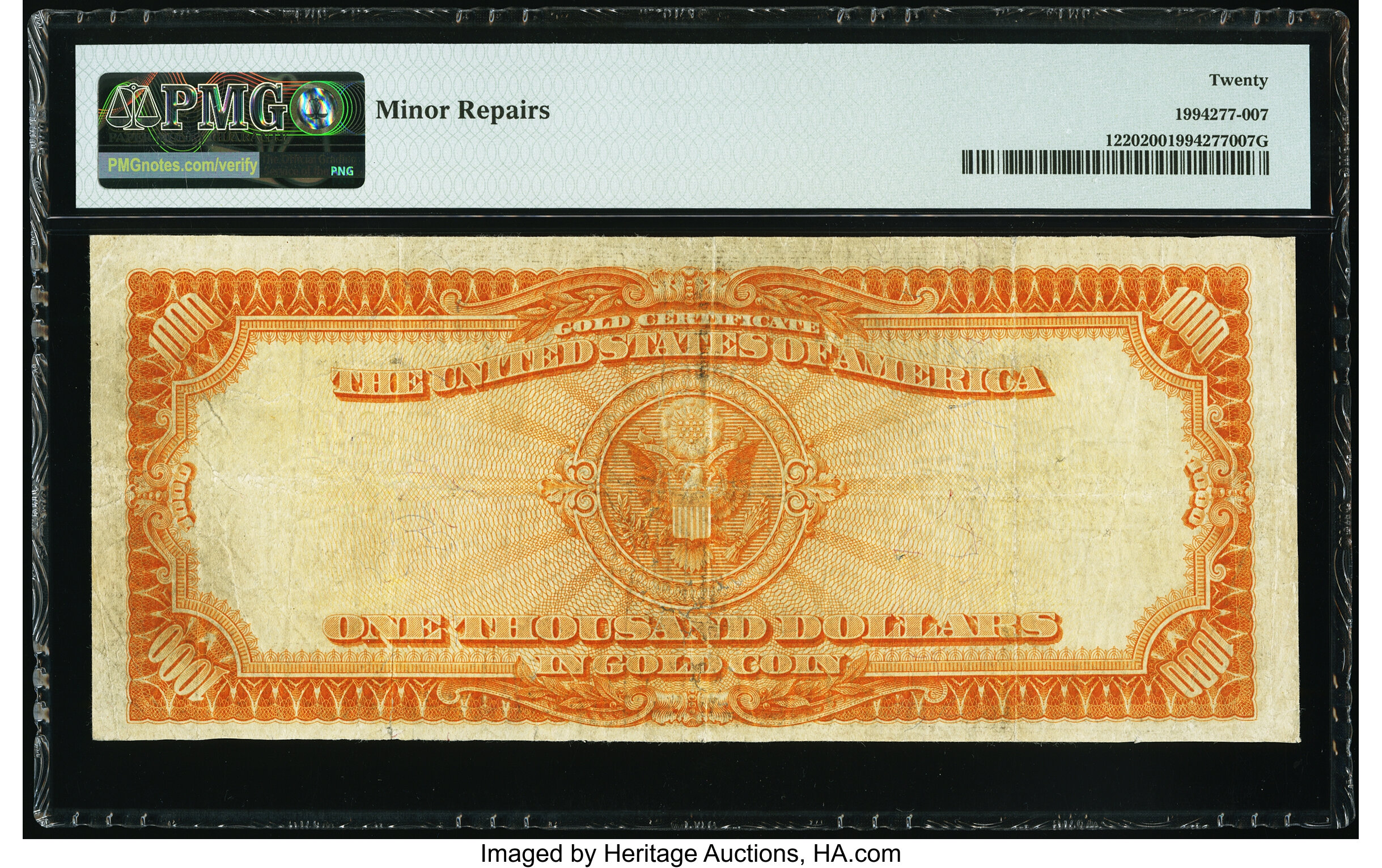 image for: Fr. 1220 $1,000 1922 Gold Certificate PMG Very Fine 20....