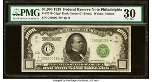 image for: Fr. 2210-C* $1,000 1928 Federal Reserve Star Note. PMG Very Fine 30....