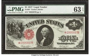image for: Fr. 36* $1 1917 Legal Tender PMG Choice Uncirculated 63 EPQ....