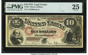 image for: Fr. 99 $10 1878 Legal Tender PMG Very Fine 25....