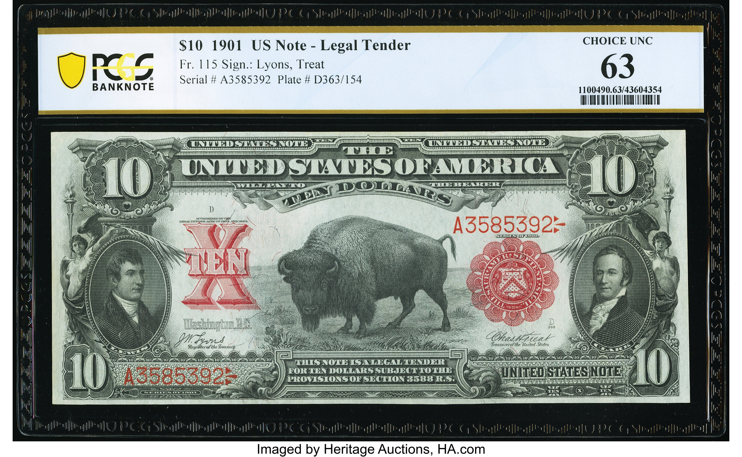 image for: Fr. 115 $10 1901 Legal Tender PCGS Banknote Choice Unc 63....