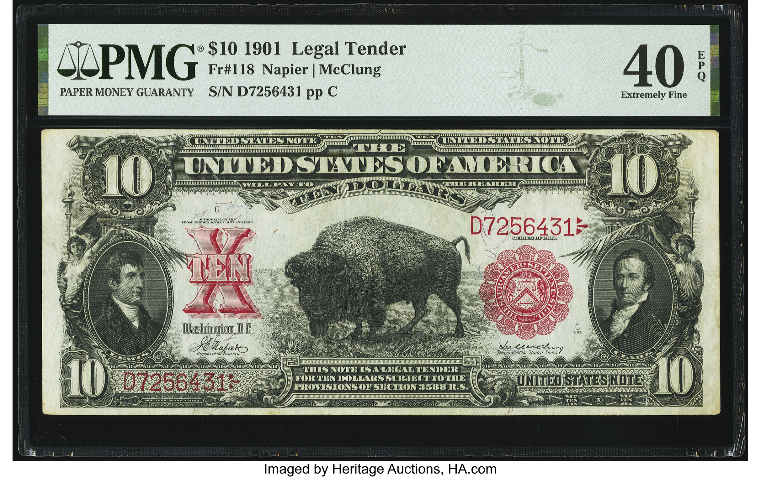 image for: Fr. 118 $10 1901 Legal Tender PMG Extremely Fine 40 EPQ....