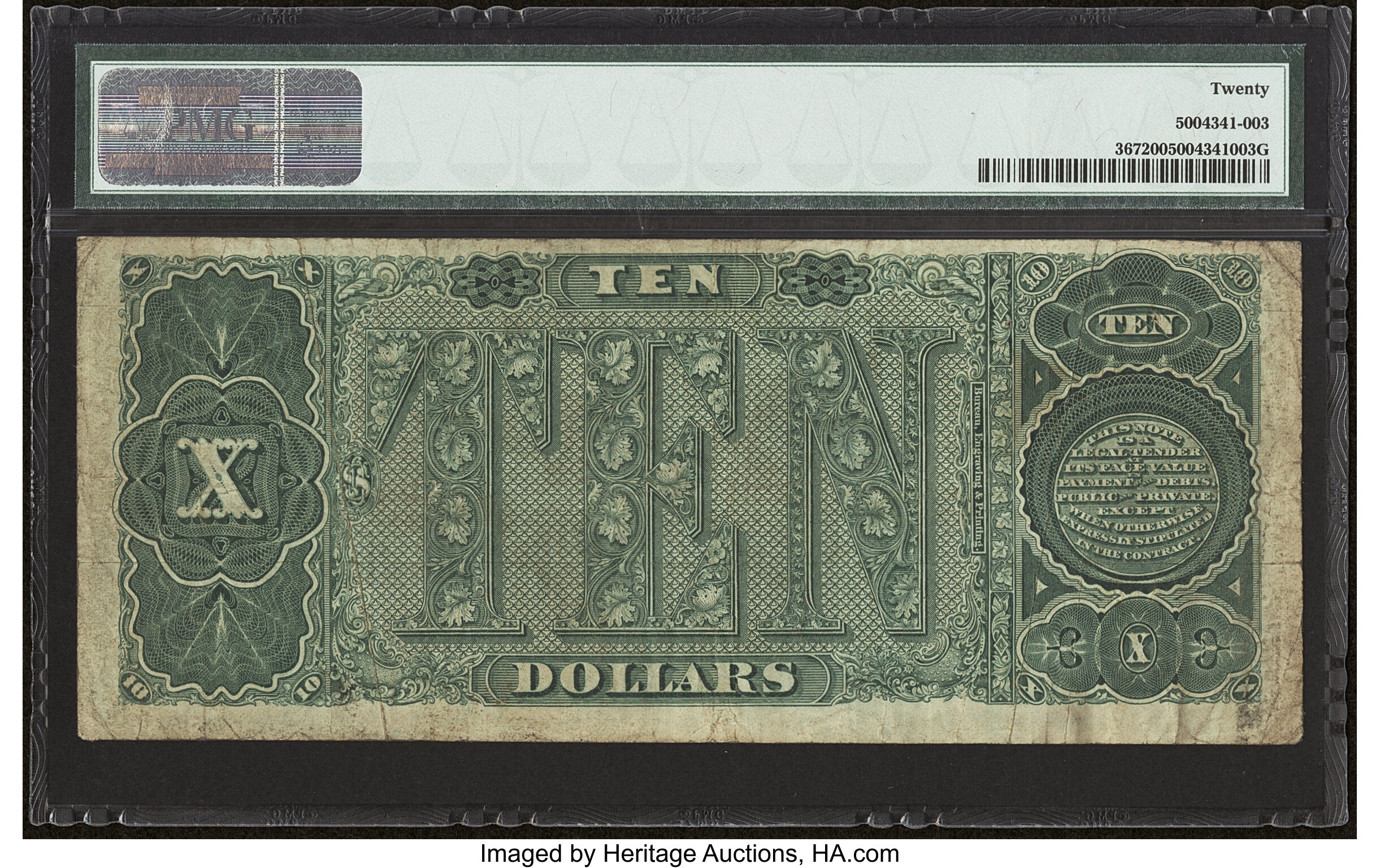 image for: Fr. 367 $10 1890 Treasury Note PMG Very Fine 20....